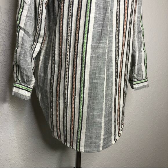 Soft Surroundings black white striped embroidered popover tunic top Petite Small - Picture 11 of 15